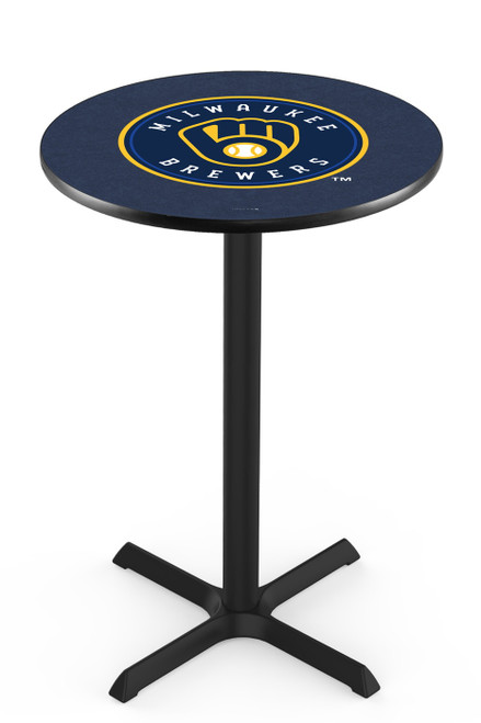 Milwaukee Brewers Pub Table with Black Cross Base
