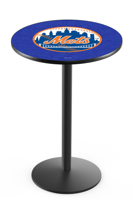 New York Mets Pub Table with Black Round Base