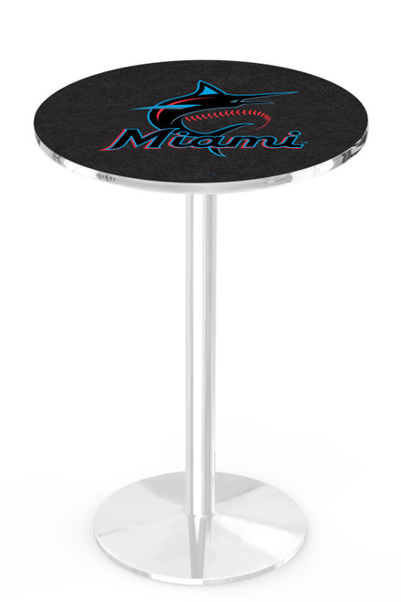 Miami Marlins Pub Table with Chrome Round Base