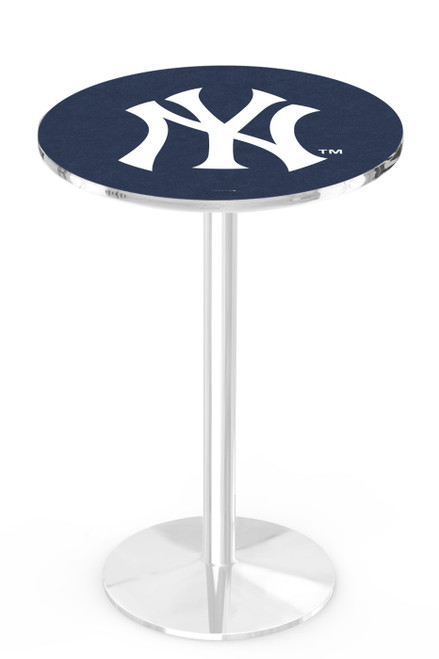 New York Yankees Pub Table with Chrome Round Base