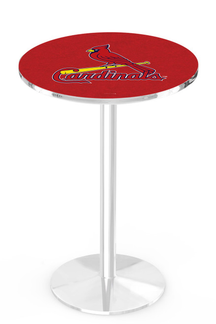 St. Louis Cardinals Pub Table with Chrome Round Base