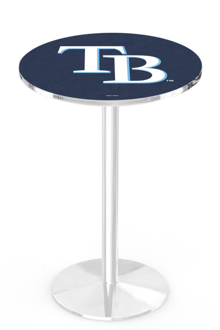 Tampa Bay Rays Pub Table with Chrome Round Base