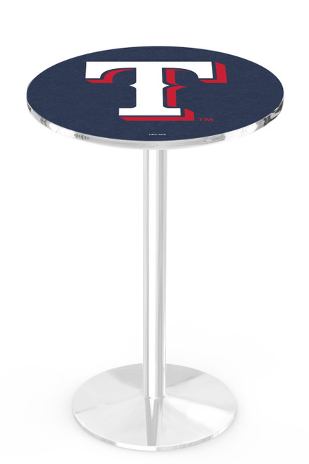 Texas Rangers Pub Table with Chrome Round Base
