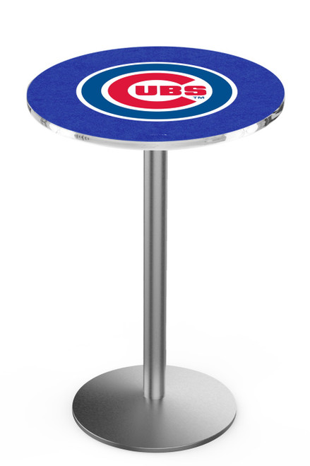 Chicago Cubs Pub Table with Stainless Steel Round Base