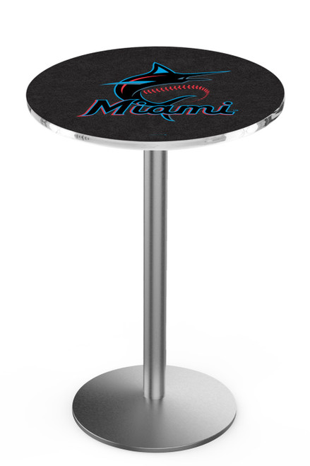 Miami Marlins Pub Table with Stainless Steel Round Base