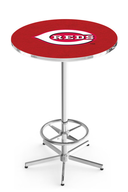 Cincinnati Reds Pub Table with Chrome Foot Ring