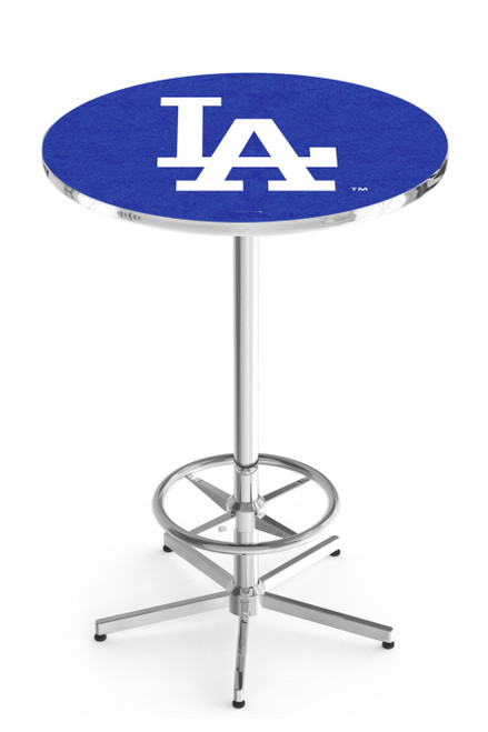 Los Angeles Dodgers Pub Table with Chrome Foot Ring