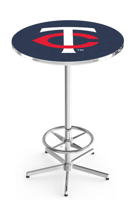 Minnesota Twins Pub Table with Chrome Foot Ring