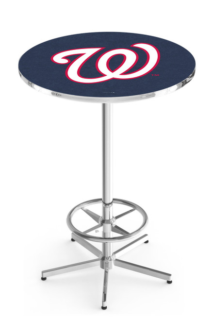 Washington Nationals Pub Table with Chrome Foot Ring