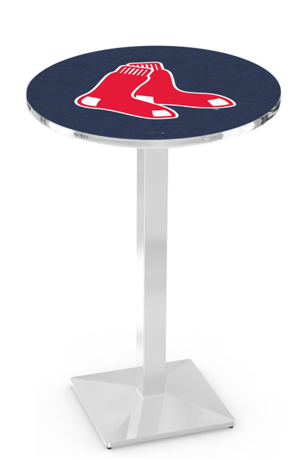 Boston Red Sox Pub Table with Chrome Square Base