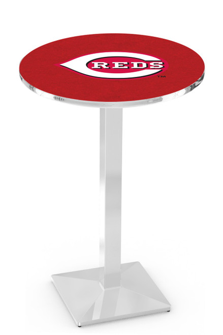Cincinnati Reds Pub Table with Chrome Square Base