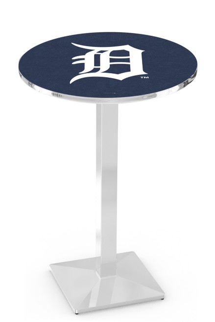 Detroit Tigers Pub Table with Chrome Square Base