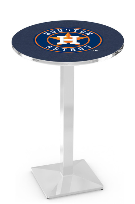 Houston Astros Pub Table with Chrome Square Base