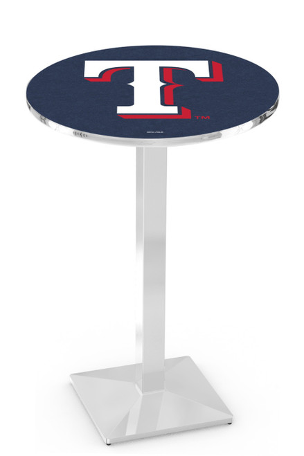Texas Rangers Pub Table with Chrome Square Base