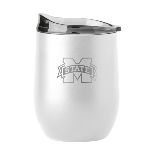 Mississippi State Bulldogs 16 oz. Powder Coat White Etch Curved Beverage Glass
