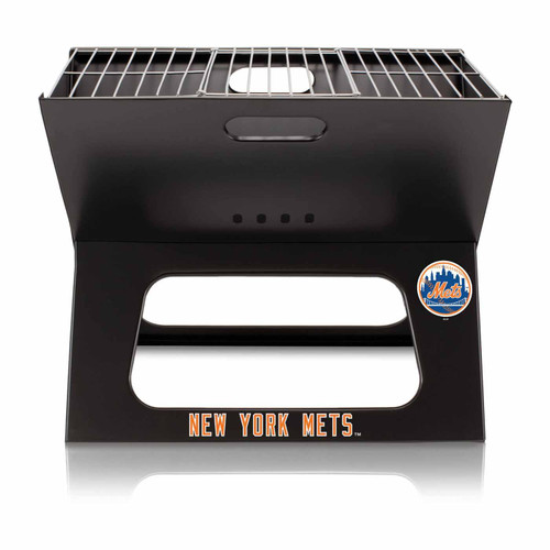 New York Mets Black Portable Charcoal X-Grill