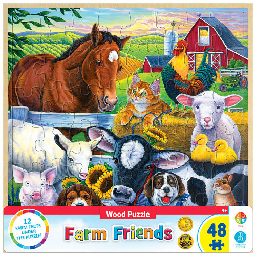 Wood Fun Facts Farm Friends 48 Piece Wood Puzzle