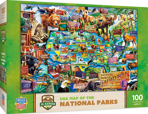 Jr Ranger National Parks Map 100 Piece Puzzle