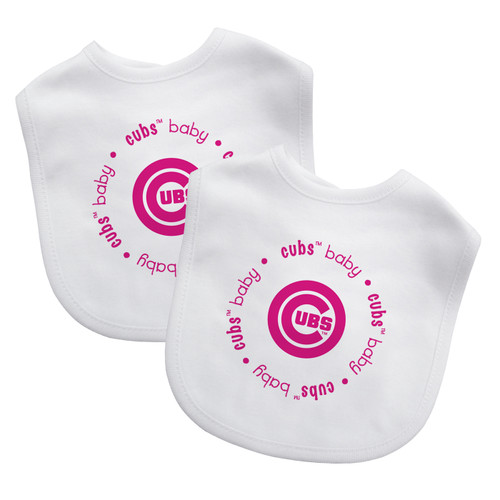 Chicago Cubs Pink 2 Pack Baby Bibs