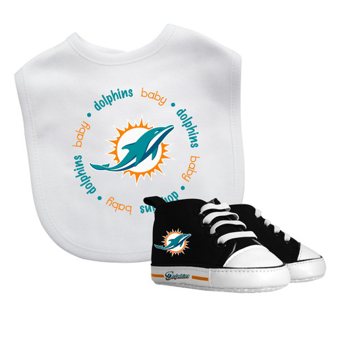Miami Dolphins Infant Bib & Shoes Gift Set
