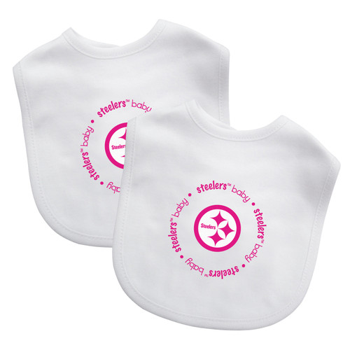 Pittsburgh Steelers Pink 2 Pack Baby Bibs