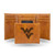 West Virginia Mountaineers Laser Engraved Brown Trifold Wallet