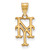 New York Mets MLB Sterling Silver Gold Plated Medium Pendant