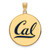 California Golden Bears Logo Art Sterling Silver Gold Plated Extra Large Pendant