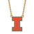 Illinois Fighting Illini Logo Art Sterling Silver Gold Plated Lg Charm Necklace