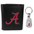 Alabama Crimson Tide Leather Tri-fold Wallet & Steel Key Chain