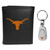 Texas Longhorns Leather Tri-fold Wallet & Steel Key Chain