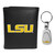 LSU Tigers Leather Tri-fold Wallet & Steel Key Chain