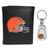Cleveland Browns Leather Tri-fold Wallet & Steel Key Chain