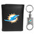 Miami Dolphins Leather Tri-fold Wallet & Valet Key Chain