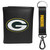 Green Bay Packers Leather Tri-fold Wallet & Strap Key Chain