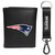 New England Patriots Leather Tri-fold Wallet & Strap Key Chain