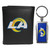 Los Angeles Rams Black Leather Tri-fold Wallet & Multitool Key Chain