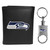Seattle Seahawks Leather Tri-fold Wallet & Valet Key Chain