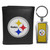 Pittsburgh Steelers Black Leather Tri-fold Wallet & Multitool Key Chain