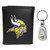 Minnesota Vikings Leather Tri-fold Wallet & Steel Key Chain