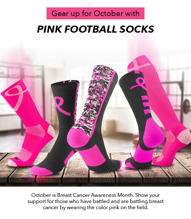 Pink Football Socks for Breast Cancer Awareness Month