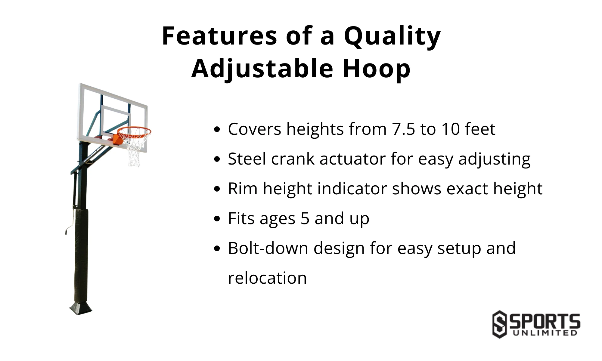 Features of a Quality Adjustable Hoop Infographic