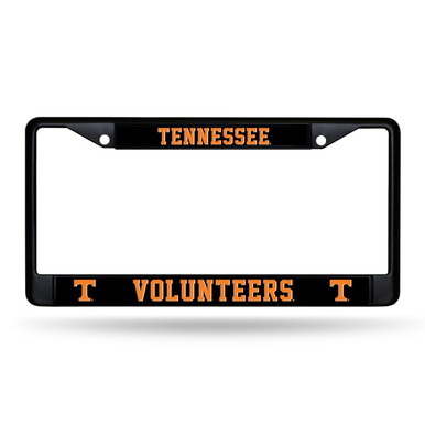 Tennessee Volunteers Football License Plate – Power T Design In Black & Silver, Gloss Finish, Front Mount