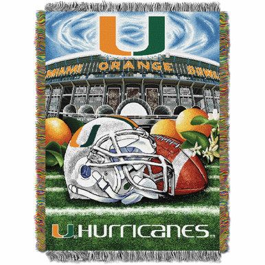 Coperta Raschel Logo Brands NCAA Miami Hurricanes, Plush Super Morbida Con Logo Sublimato, Lavabile In Lavatrice, Per Tifosi