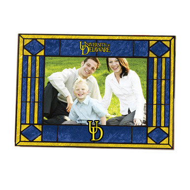 Delaware Blue Hens Art Glass Horizontal Picture Frame - Sports Unlimited