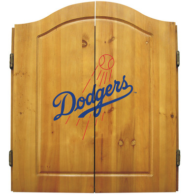 Los Angeles Dodgers MLB Complete Dart Board Cabinet Set (w/ darts & flights)