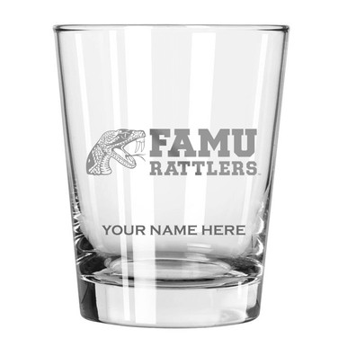 Monogram Rattler Florida A&M Rattlers Personalized 15 oz. Etched Double Old Fashioned ...