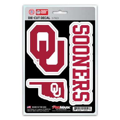 Oklahoma Sooners Die Cut Team Decal - 3 Pack - Sports Unlimited
