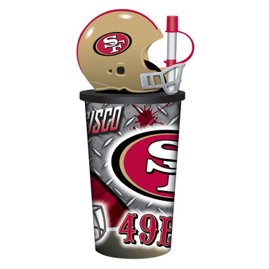 San Francisco 49ers 32 oz. Plastic Helmet Cup with Straw - Sports Unlimited