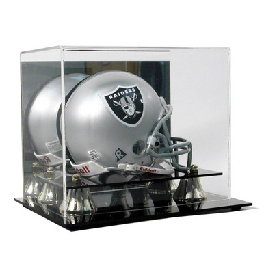 cheap football helmet cases Glass Display Case Walnut the top of this wall DELUXE FULL SIZE FOOTBALL HELMET